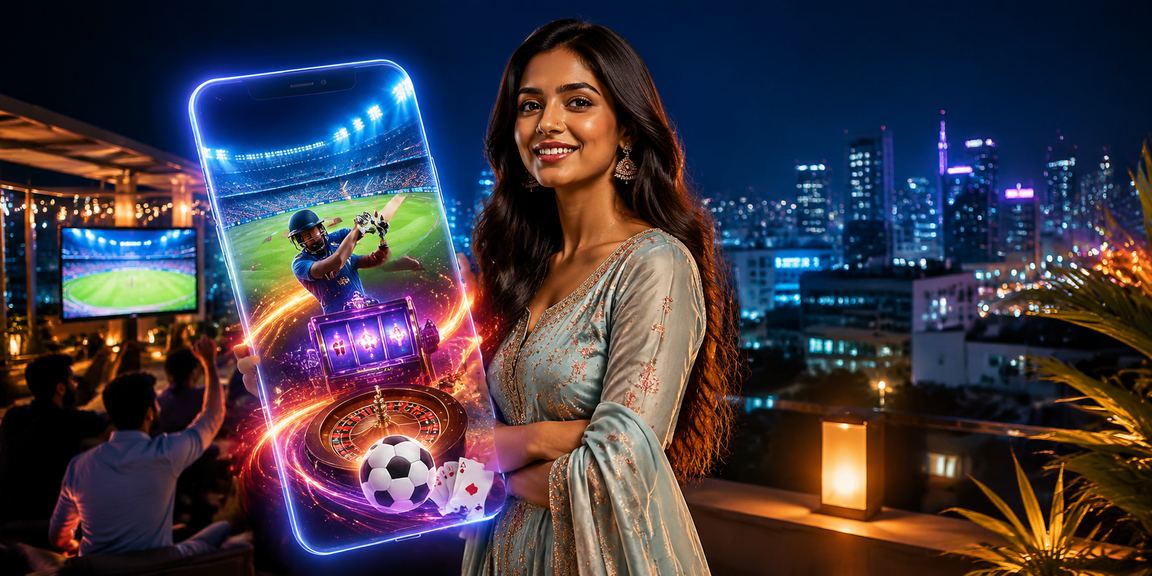 Mobile VIP user playing casino games in traditional Indian attire